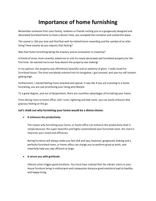 Importance of home furnishing