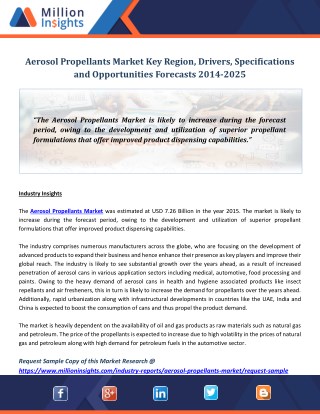 Aerosol Propellants Market Key Region, Drivers, Specifications and Opportunities Forecasts 2014-2025
