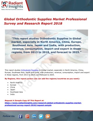 Global Orthodontic Supplies Market Professional Survey and Research Report 2018