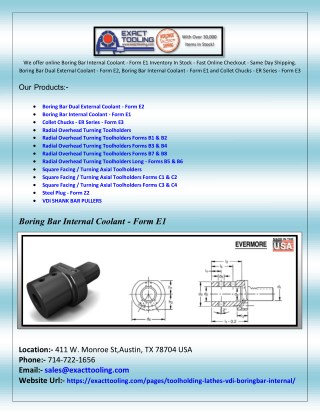 Radial Overhead Turning Toolholders Forms B1 & B2