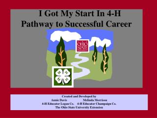 Created and Developed by Annie Davis Melinda Morrison 4-H Educator Logan Co. 4-H Educator Champai