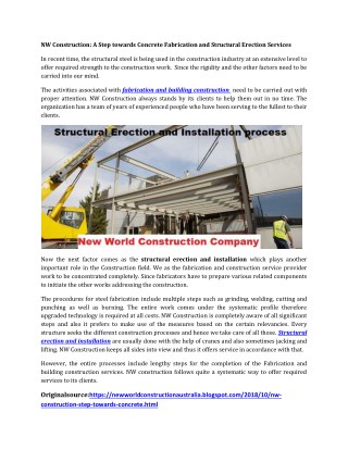 Structural Erection and Installation process by New World Construction