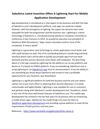 Salesforce Latest Invention Offers A Lightning Start For Mobile Application Development