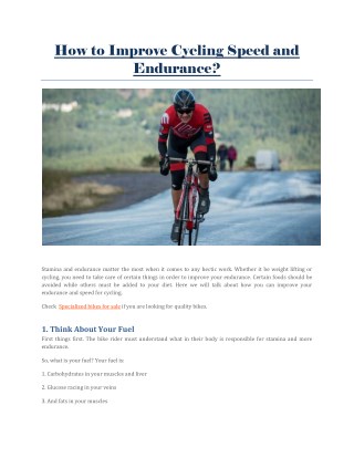 How to Improve Cycling Speed and Endurance