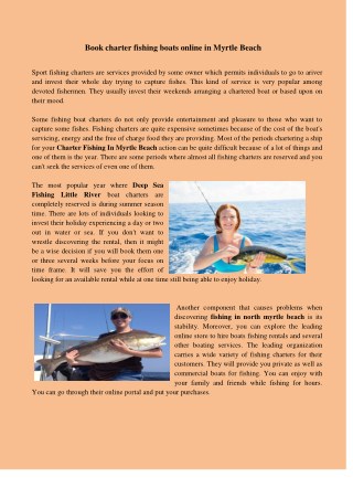 Deep Sea Fishing Little River