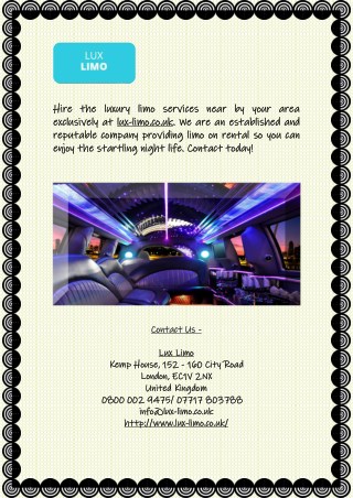 Northampton Limo Hire Services at Lux-limo.co.uk