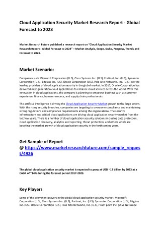 Cloud Application Security Market Trend, Segmentation and Growth Factors till 2023