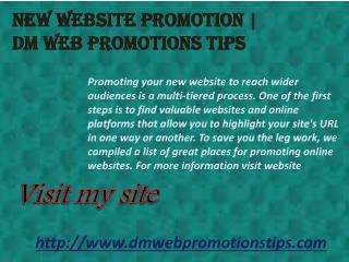 New Website Promotion | DM Web Promotions Tips