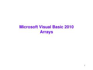 Microsoft Visual Basic 2010 Arrays