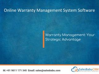 Online Warranty Management System Software