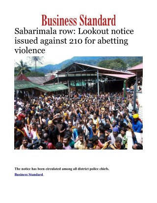 Sabarimala row: Lookout notice issued against 210 for abetting violence