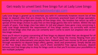 Get ready to unveil best free bingo fun at Lady Love bingo