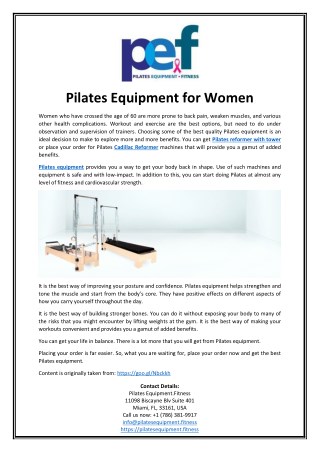 Pilates Equipment for Women