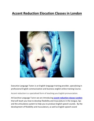 Accent Reduction Elocution Classes in London