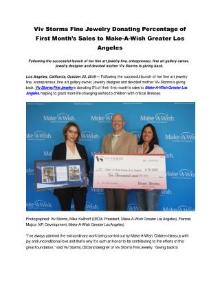 Viv Storms Fine Jewelry Donating Percentage of First Month’s Sales to Make-A-Wish Greater Los Angeles