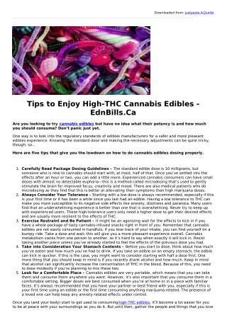 Tips to Enjoy High-THC Cannabis Edibles - EdnBills.Ca