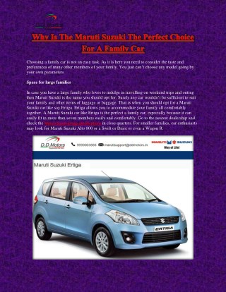 Why Is The Maruti Suzuki The Perfect Choice For A Family Car