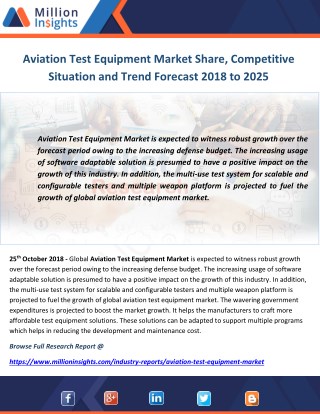 Aviation Test Equipment Market Share, Competitive Situation and Trend Forecast 2018 to 2025