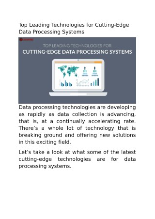 Top Leading Technologies for Cutting-Edge Data Processing Systems