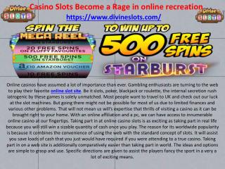 Casino Slots Become a Rage in online recreation