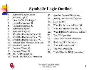 Symbolic Logic Outline