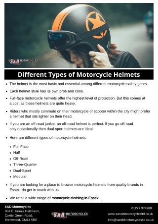 Different Types of Motorcycle Helmets