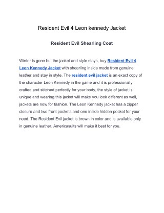 Resident Evil 4 Leon Kennedy Jacket