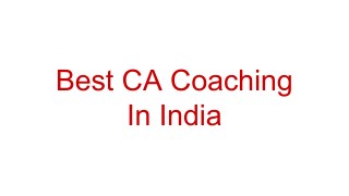 Best CA Coaching In India