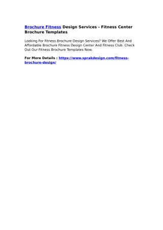 Brochure Fitness Design Services - Fitness Center Brochure Templates