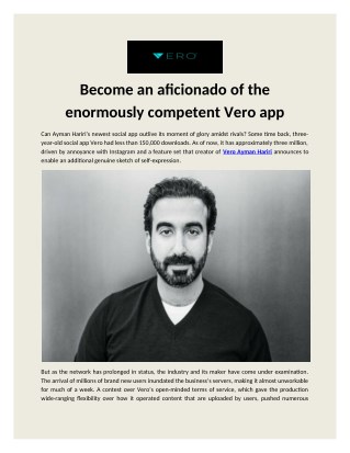 Become An Aficionado Of The Enormously Competent Vero App