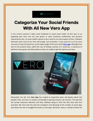 Categorize Your Social Friends With All New Vero App