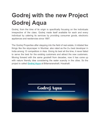 Godrej Aqua - A Luxury Apartment Coming With Luxury Facility