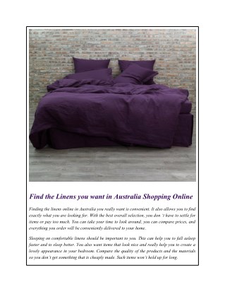 Find the Linens you want in Australia Shopping Online