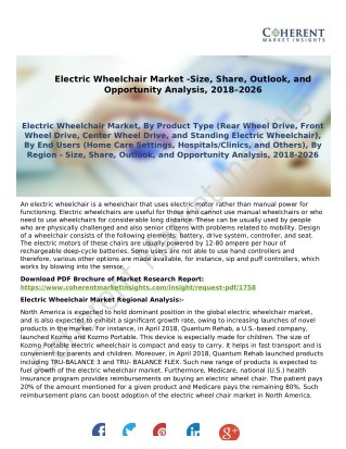 Electric Wheelchair Market -Size, Share, Outlook, and Opportunity Analysis, 2018–2026