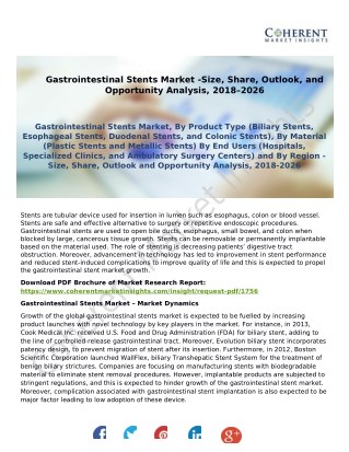 Gastrointestinal Stents Market -Size, Share, Outlook, and Opportunity Analysis, 2018–2026
