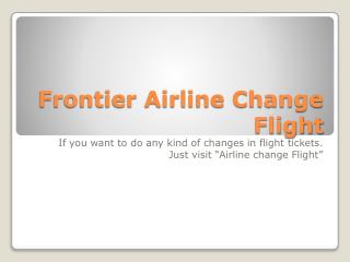 Frontier Airlines Change Flight