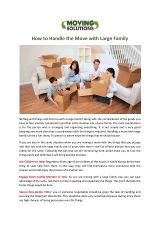 How to Handle the Move with Large Family