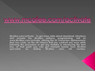 MCAFEE.COM/ACTIVATE- ACTIVATE YOUR MCAFEE ANTIVIRUS