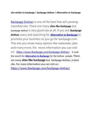 site similar to backpage | backpage dothan | Alternative to backpage