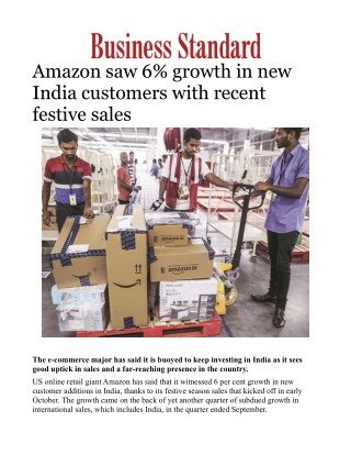 Amazon saw 6% growth in new India customers with recent festive sales