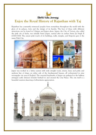 Enjoy the Royal History of Rajasthan with Taj