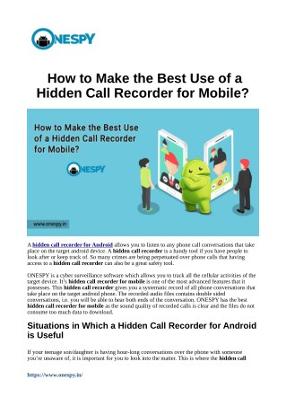 How to Make the Best Use of a Hidden Call Recorder for Mobile?