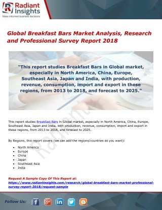 Global Breakfast Bars Market Analysis, Research and Professional Survey Report 2018