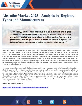 Absinthe Market 2025 - Analysis by Regions, Types and Manufacturers