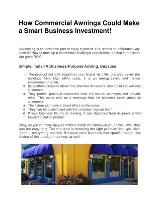 How Commercial Awnings Could Make a Smart Business Investment!