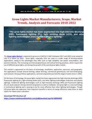 Grow Lights Market Manufacturers, Scope, Market Trends, Analysis and Forecasts 2018-2022