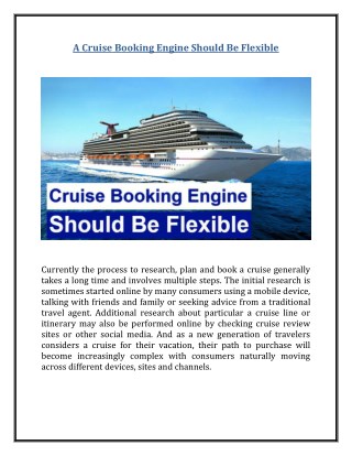 A Cruise Booking Engine Should Be Flexible