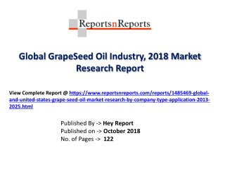 Global GrapeSeed Oil Market 2018 Recent Development and Future Forecast