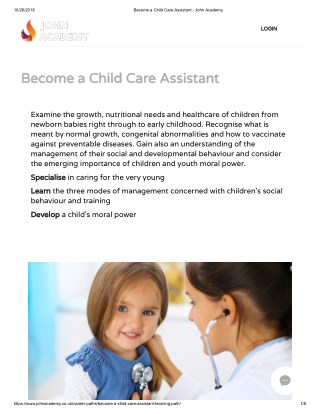 Child Care Assistant course - John Academy