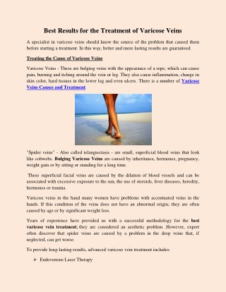 Best Results for the Treatment of Varicose Veins